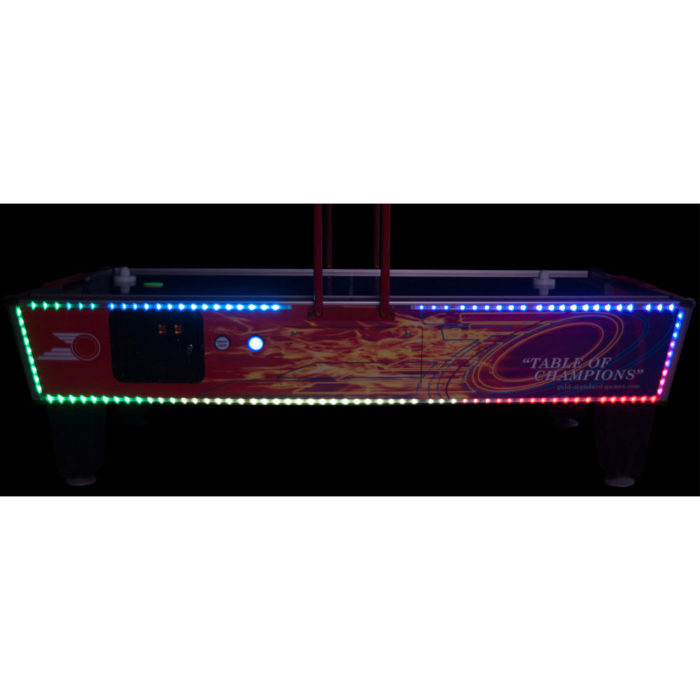Gold Standard Games - Gold Pro Air Hockey Table with Side Lights - Side View - Coin